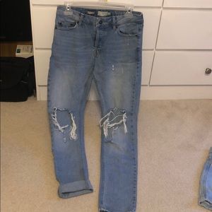 Topman Ripped Stretch Skinny/Boyfriend Jeans